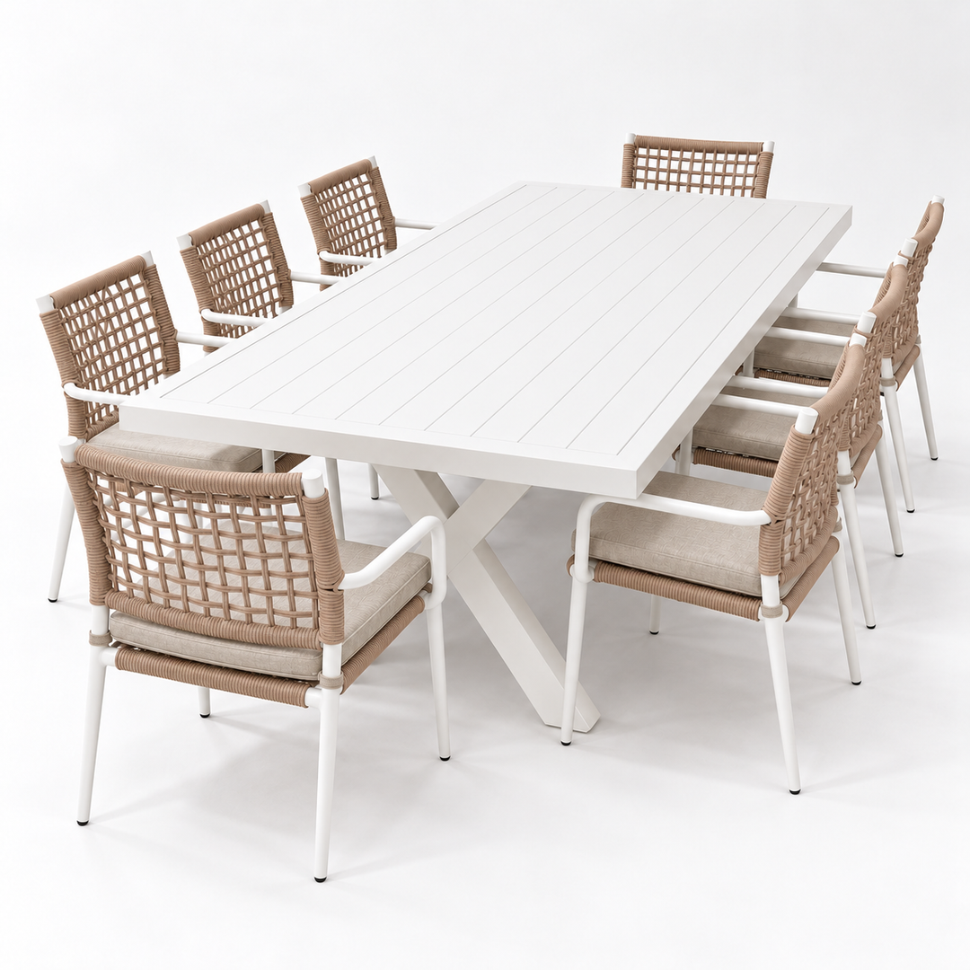 Ravenne Millie 9pc Dining Setting - White