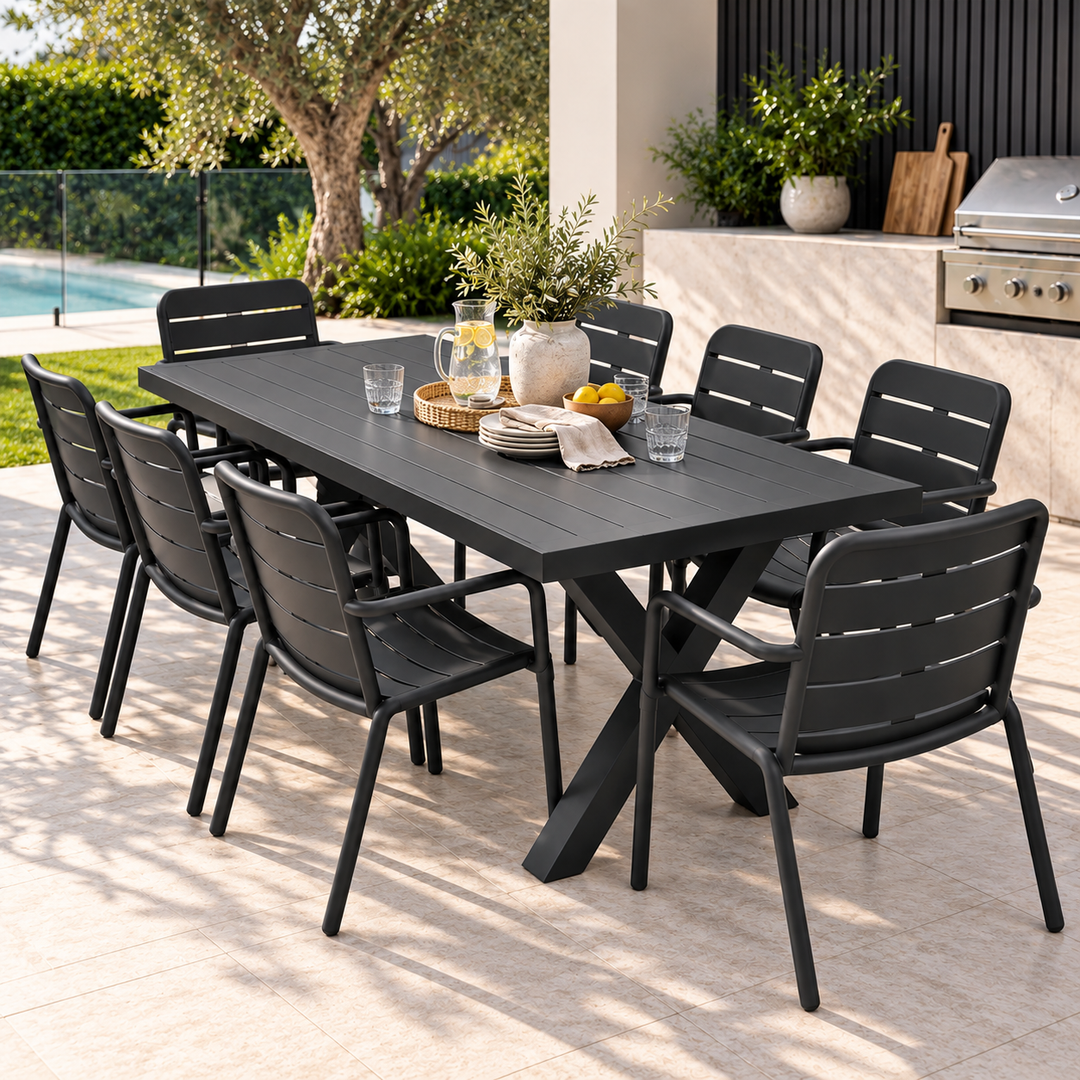 Ravenne Mariss 9pc Dining Setting - Black