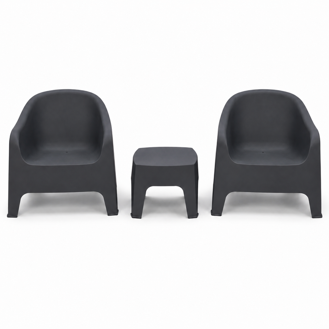 Varsity 3pc Tub Chair Setting - Dark Grey