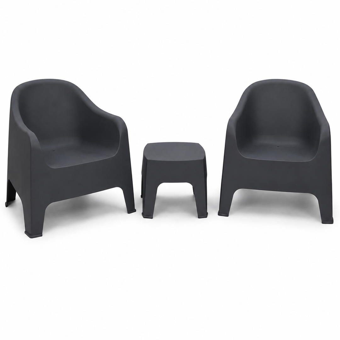 Varsity 3pc Tub Chair Setting - Dark Grey