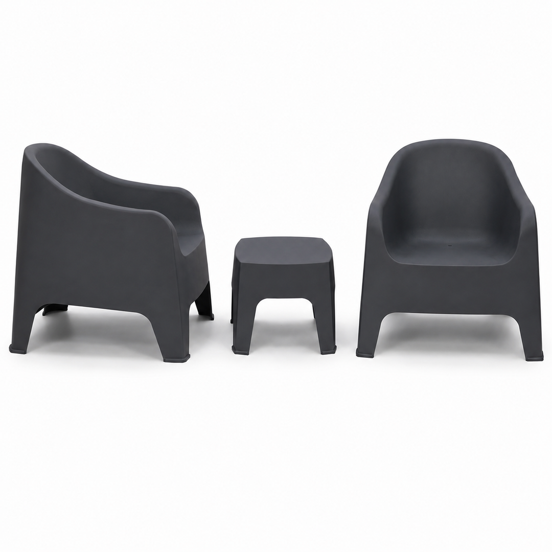 Varsity 3pc Tub Chair Setting - Dark Grey