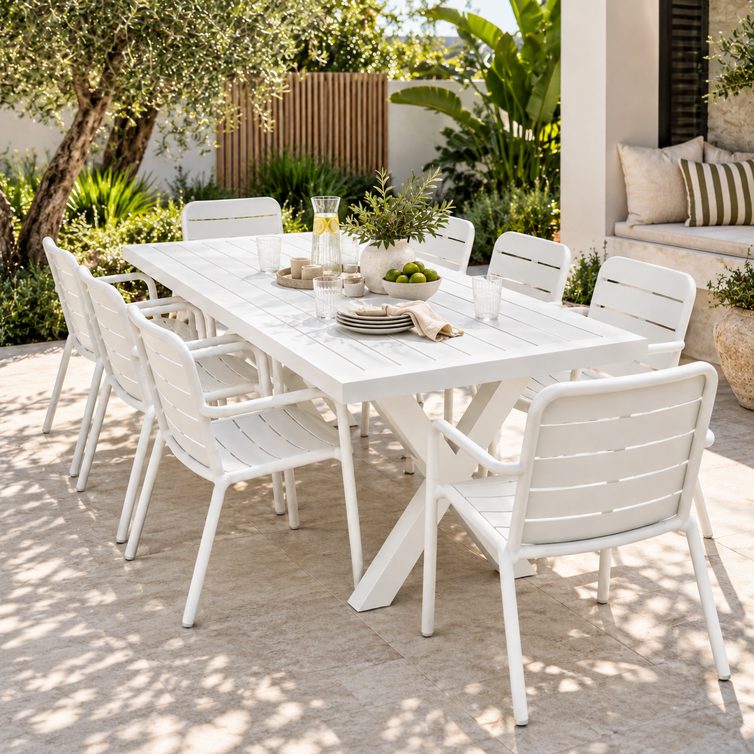 Ravenne Mariss 9pc Dining Setting - White