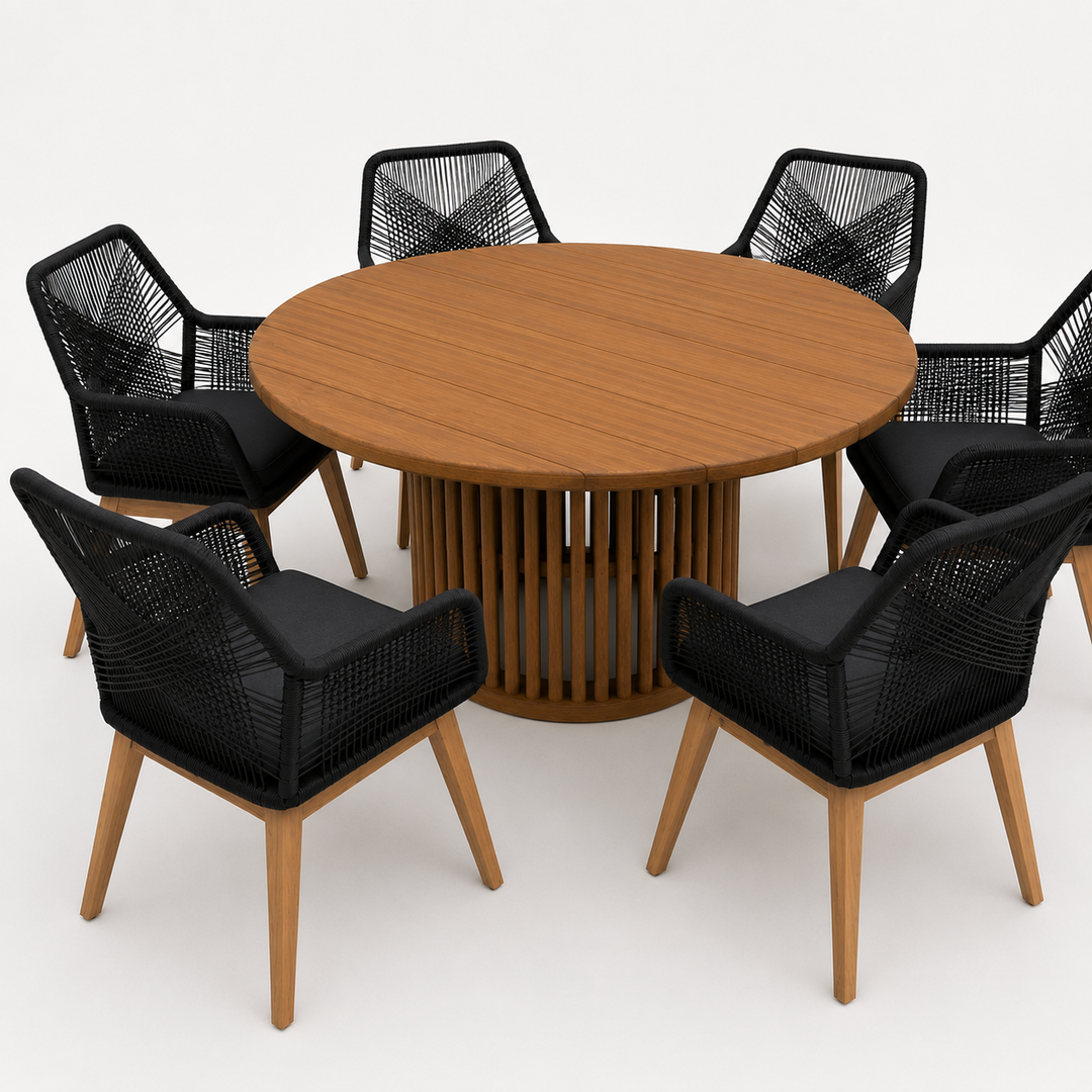 Cairns Albenga 7pc Dining Setting - Black