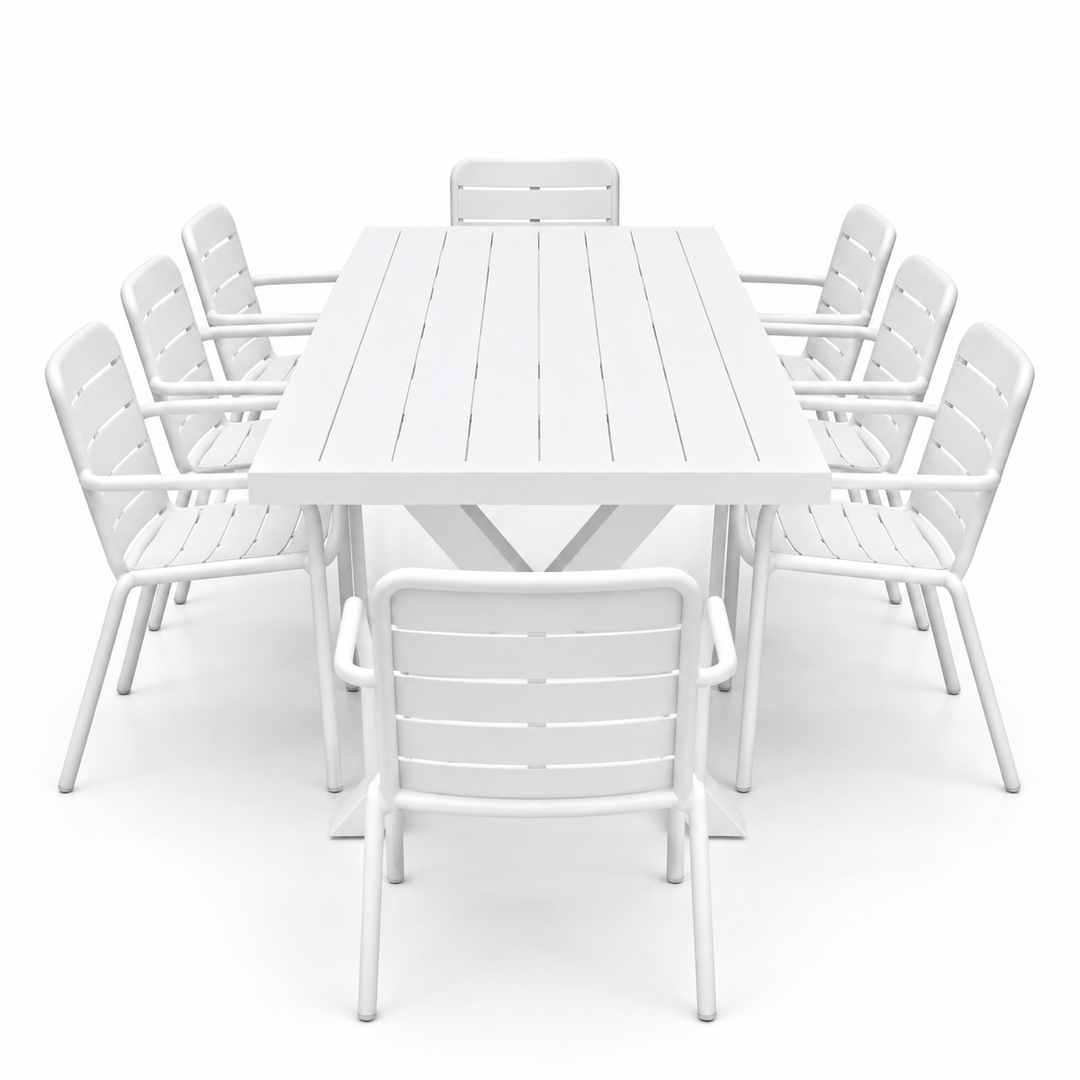 Ravenne Mariss 9pc Dining Setting - White