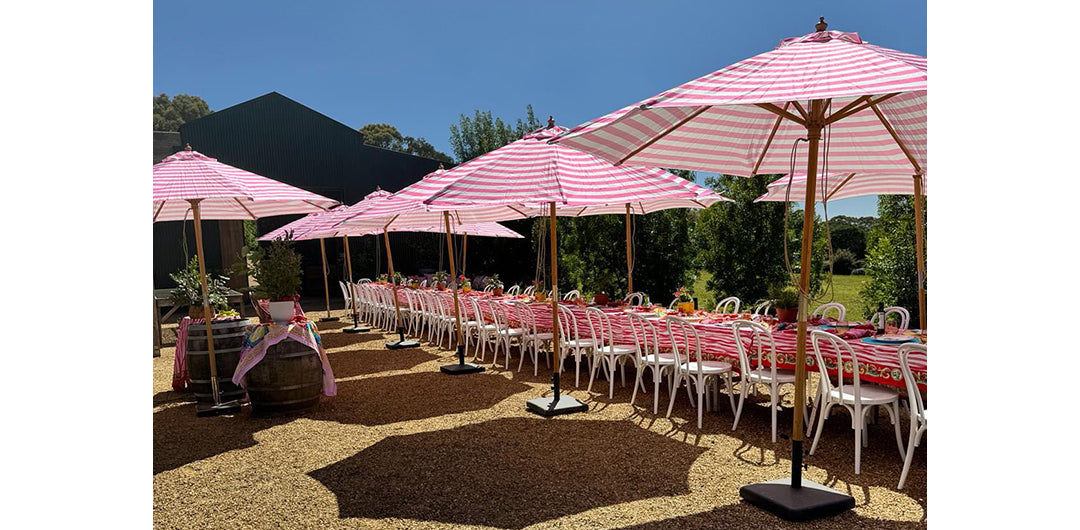 flamingo patio umbrella Billy Fresh 3m Bamboo Flamingo Umbrella
