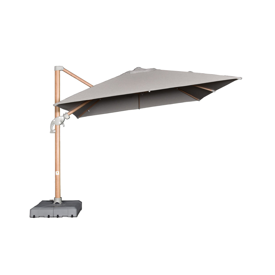 Amalfi 3x3m Cantilever Umbrella Timber Look Frame with Water Base - Light Grey