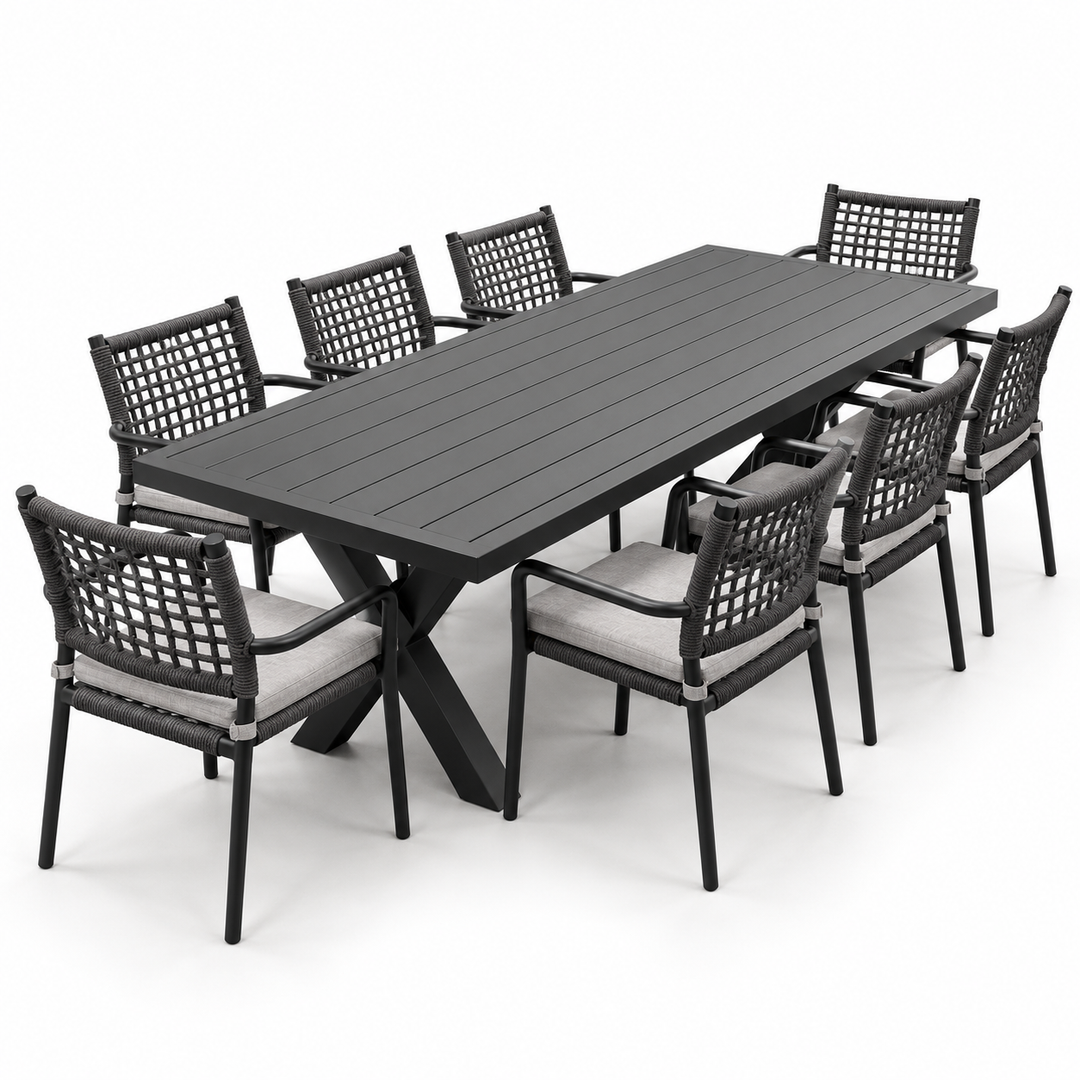 Ravenne Millie 9pc Dining Setting - Black