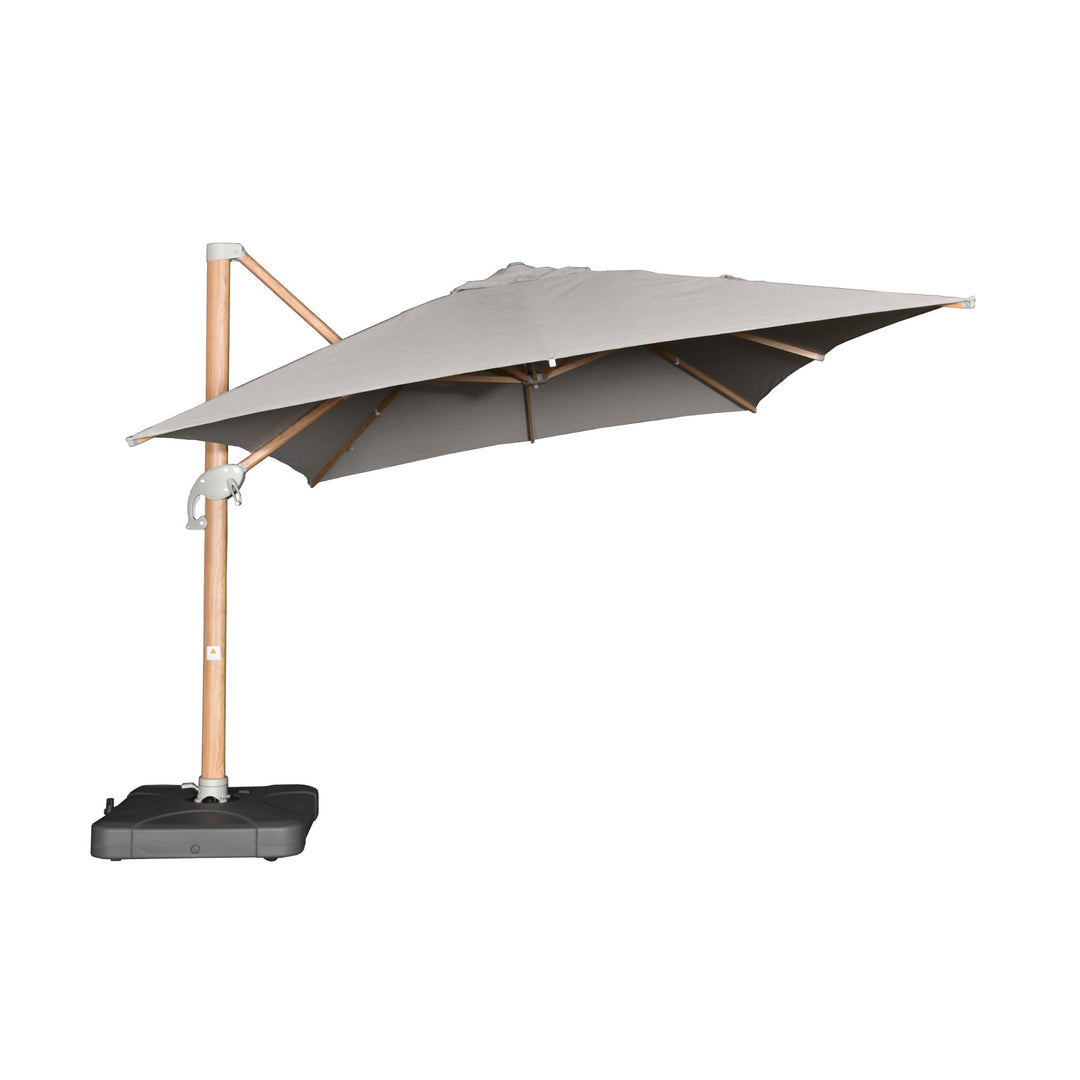 Santa Fe 3x4m Cantilever Umbrella Timber Look Frame with Water Base - Light Grey