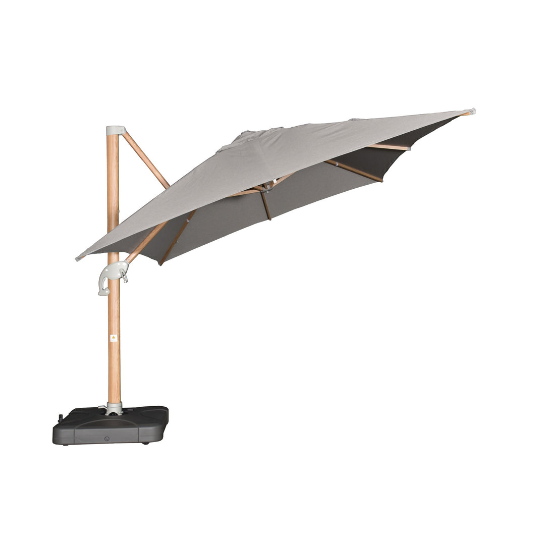 Santa Fe 3x4m Cantilever Umbrella Timber Look Frame with Water Base - Light Grey