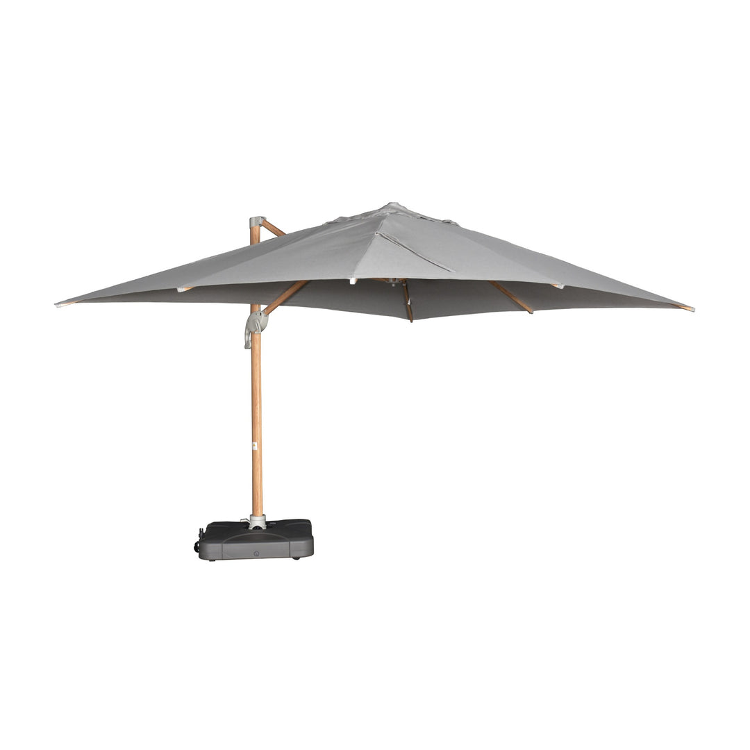 Santa Fe 3x4m Cantilever Umbrella Timber Look Frame with Water Base - Light Grey