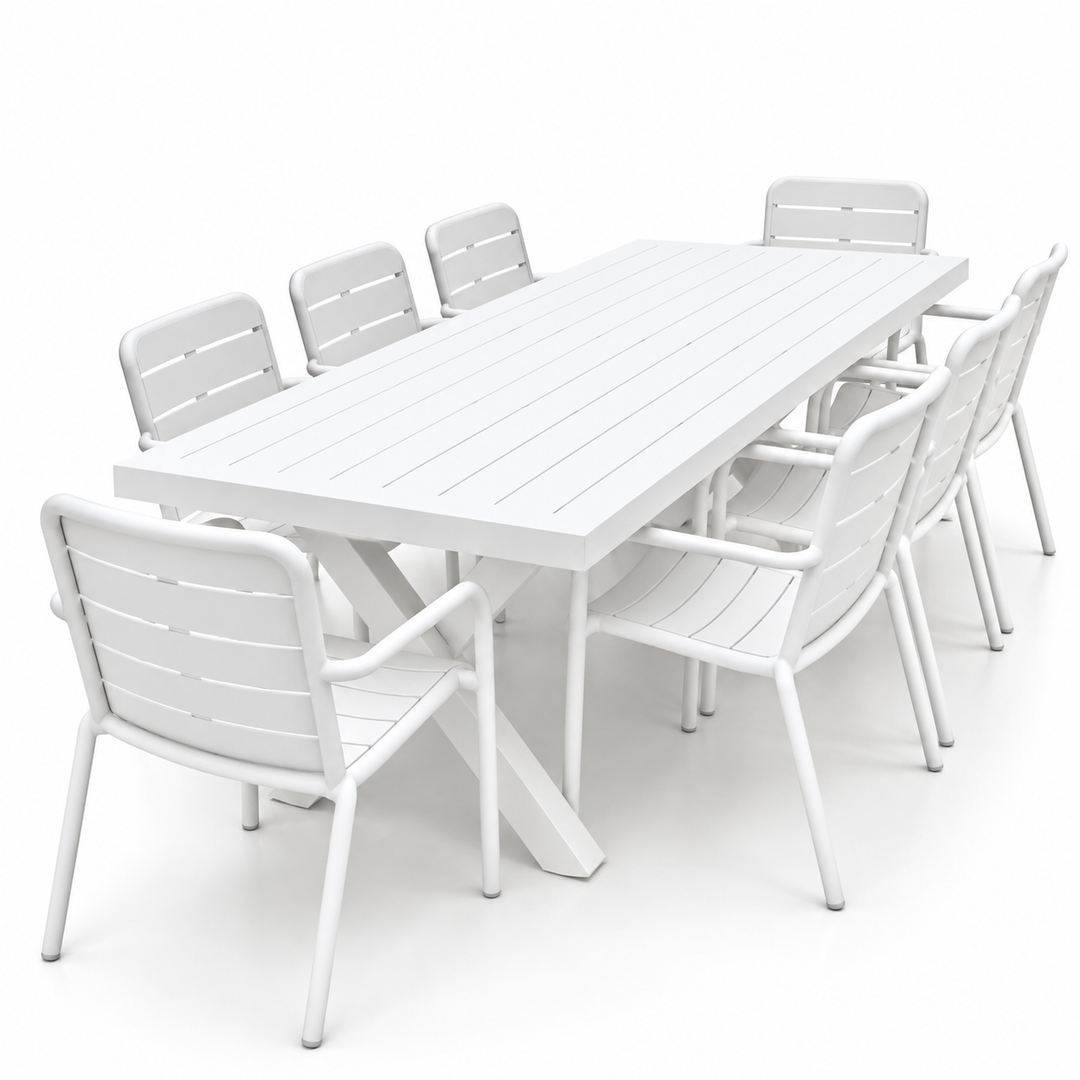Ravenne Mariss 9pc Dining Setting - White
