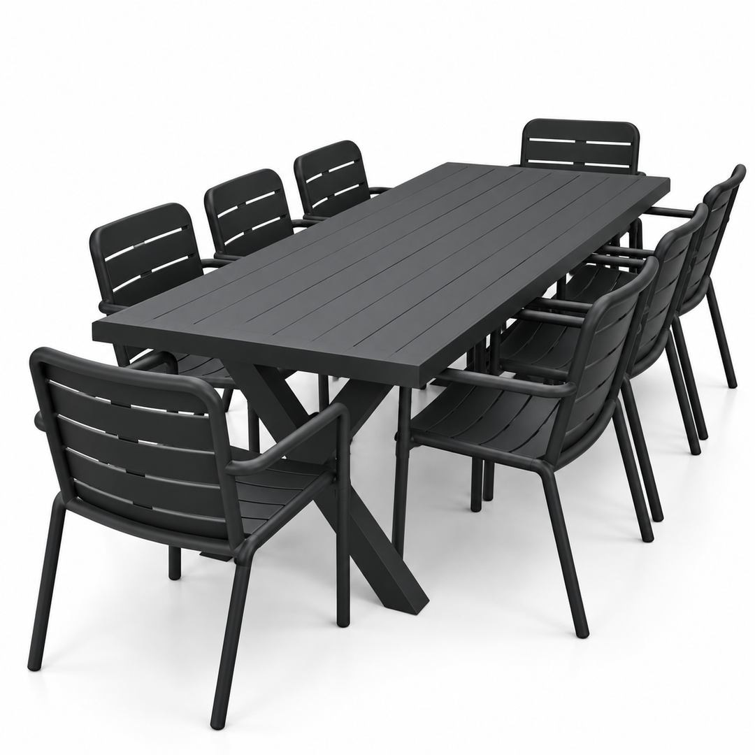 Ravenne Mariss 9pc Dining Setting - Black