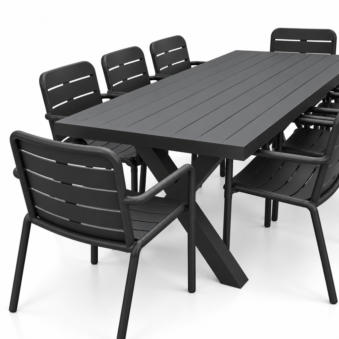 Ravenne Mariss 9pc Dining Setting - Black