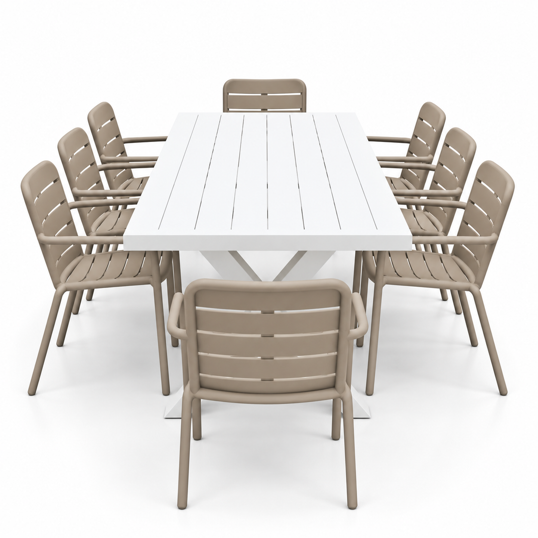 Ravenne Mariss 9pc Dining Setting - White Taupe