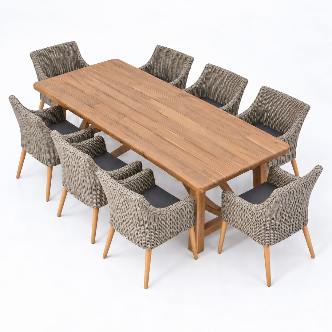 Panama Faro 9pc Dining Setting - Kobo Grey