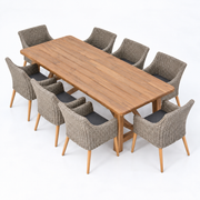 Panama Faro 9pc Dining Setting - Kobo Grey