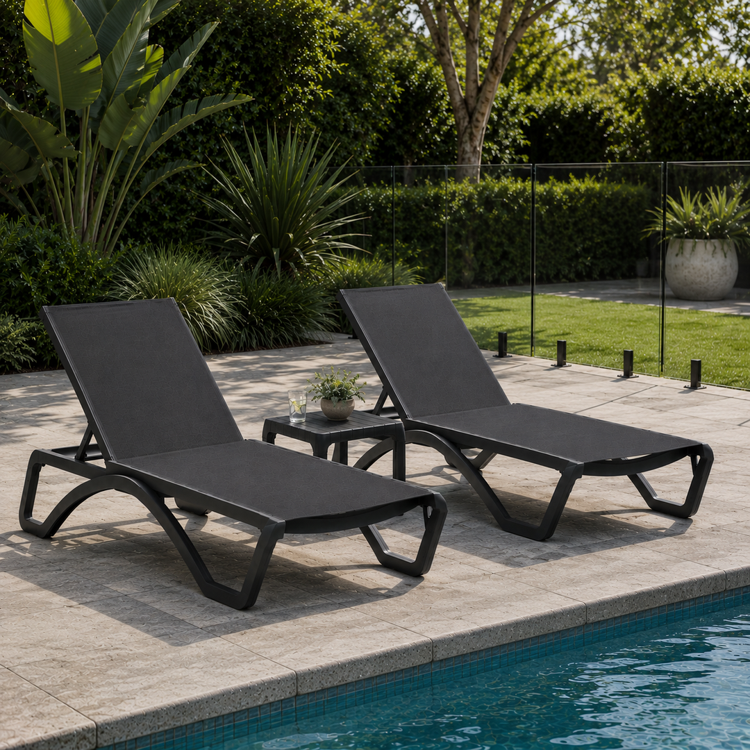 Aloha 3pc Sunlounge Setting - Charcoal