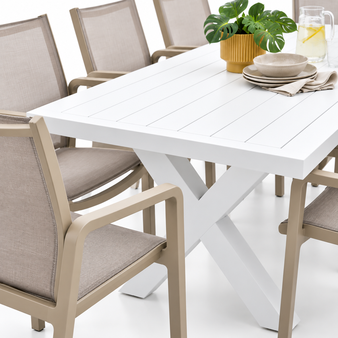 Ravenne Alexi 9pc Dining Setting - White Taupe