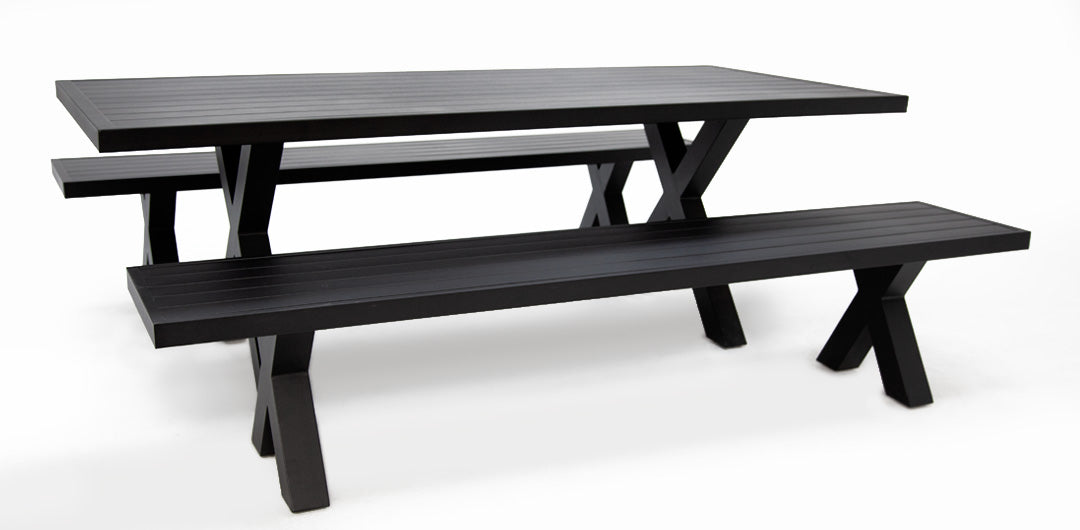 Ravenne 3pc Table and Bench Dining Setting - Black