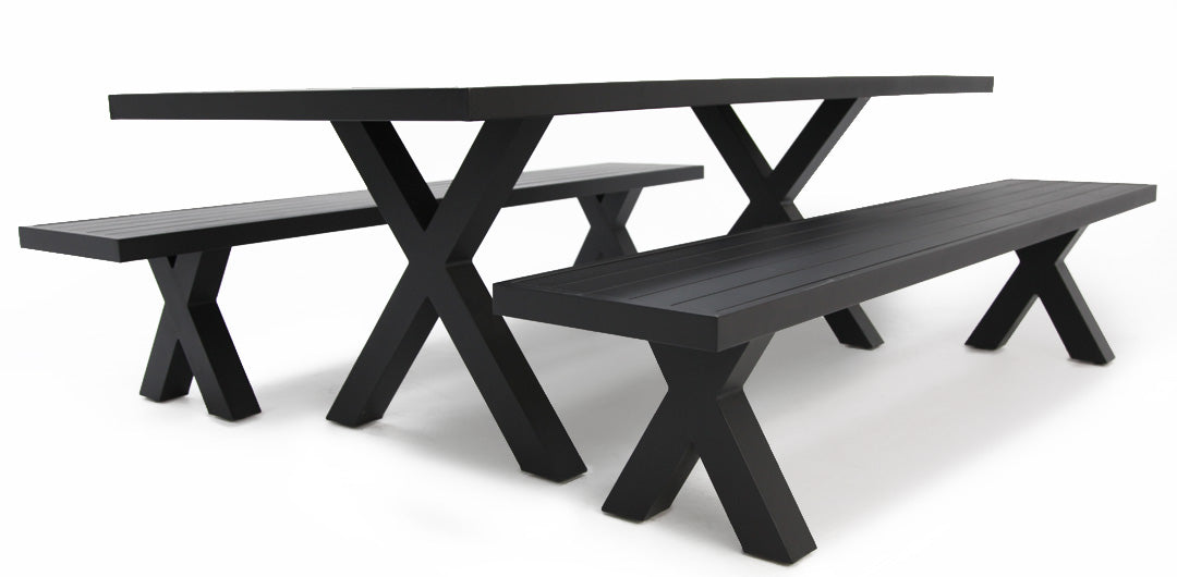Ravenne 3pc Table and Bench Dining Setting - Black