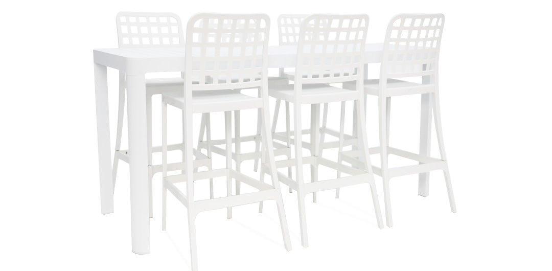 Frankie Remix 7pc Bar Set Armless - White