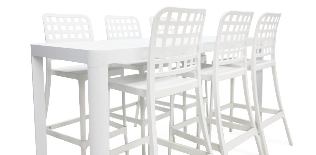 Frankie Remix 7pc Bar Set Armless - White