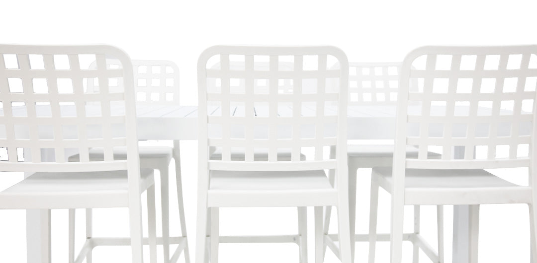 Frankie Remix 7pc Bar Set Armless - White