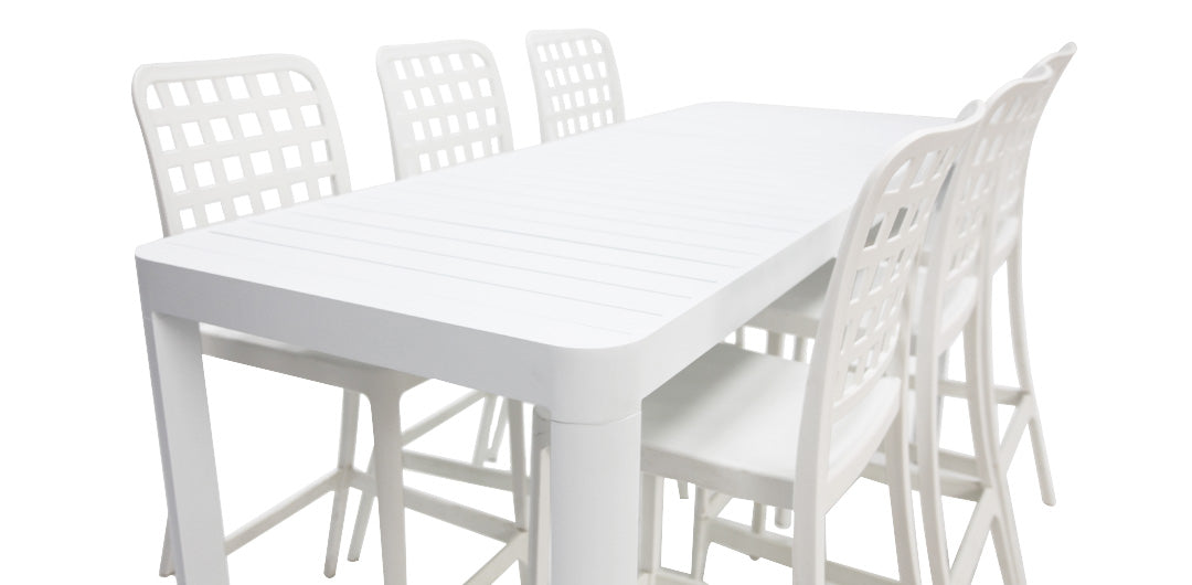 Frankie Remix 7pc Bar Set Armless - White