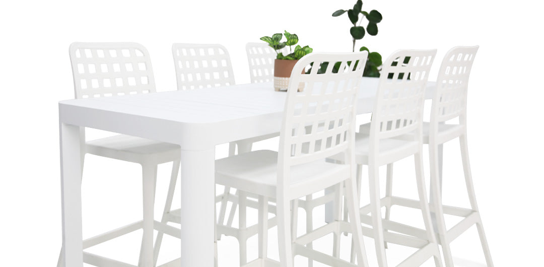Frankie Remix 7pc Bar Set Armless - White