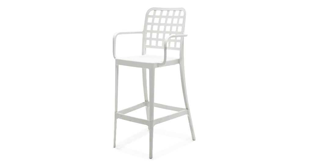 Frankie Resin Barstool with Arms - White