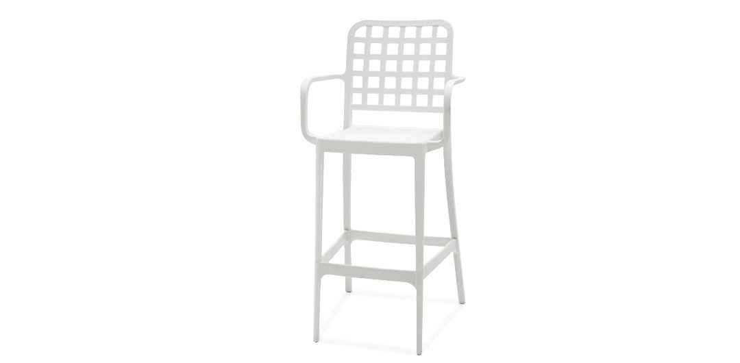 Frankie Resin Barstool with Arms - White