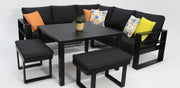 Hayman Corner Lounge Setting with Footstools - Black