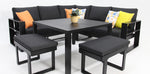 Load image into Gallery viewer, Quaynor Corner Lounge Setting with Footstools - Black
