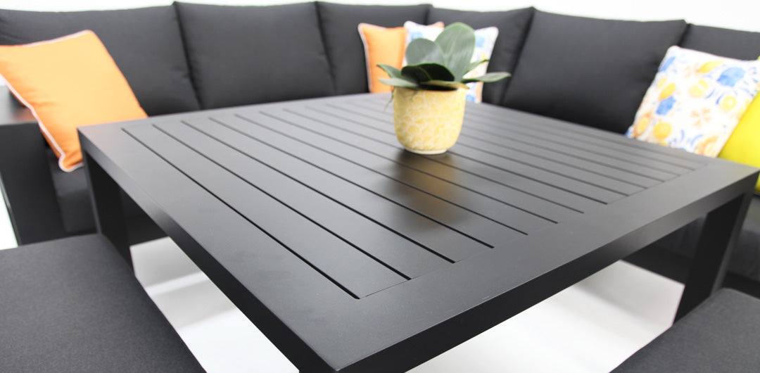 Quaynor Corner Lounge Setting with Footstools - Black