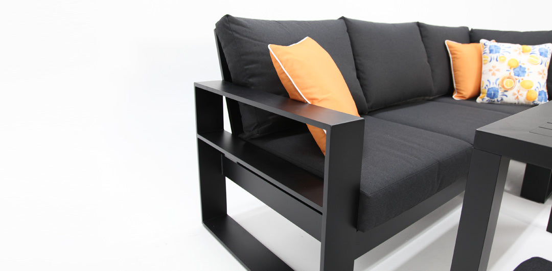 Quaynor Corner Lounge Setting with Footstools - Black