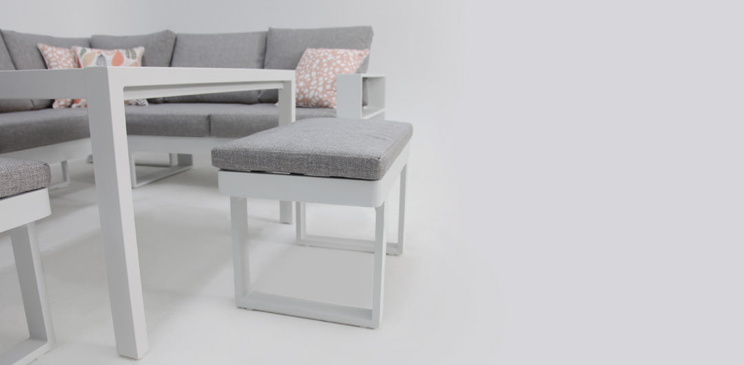 Quaynor Corner Lounge Setting with Footstools - White