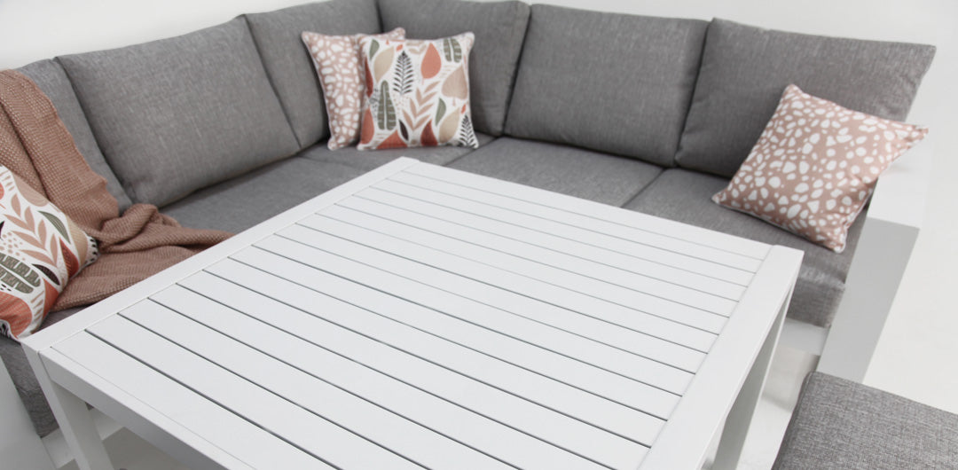 Quaynor Corner Lounge Setting with Footstools - White