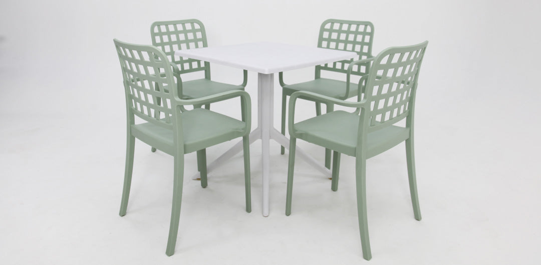 Frankie 5pc Armchair Dining Setting - Green/White