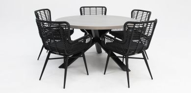 MILANO ASTRID BLACK 6PC ROUND DINING SET