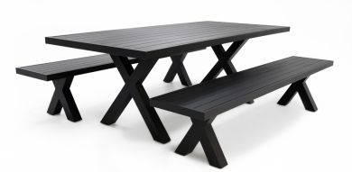 Ravenne 3pc Table and Bench Dining Setting - Black