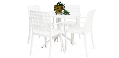 FRANKIE 5PC ARMCHAIR DINING SETTING - WHITE