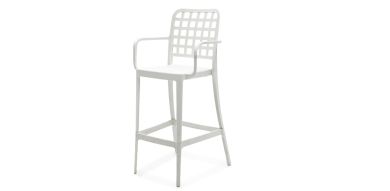 Frankie Resin barstool with arms - WHITE